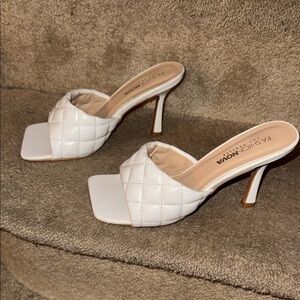 Fashion Nova White Quilted Heels